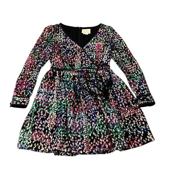 Kate Spade New York Gold Metallic Polkadot Fit And Flare Dress, Size 00 - Picture 9 of 15